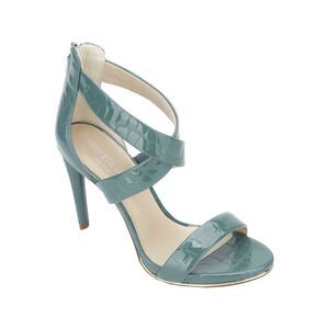 KENNETH COLE Womens Green Croc Metal Rand Brooke Round Toe Stiletto Sandals 7 M